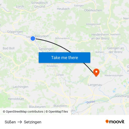 Süßen to Setzingen map