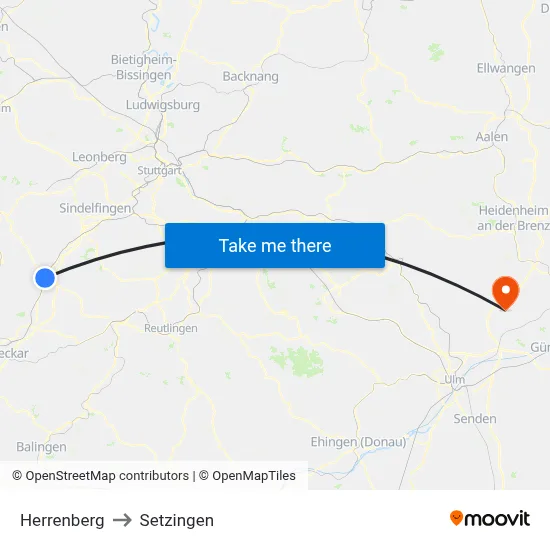 Herrenberg to Setzingen map