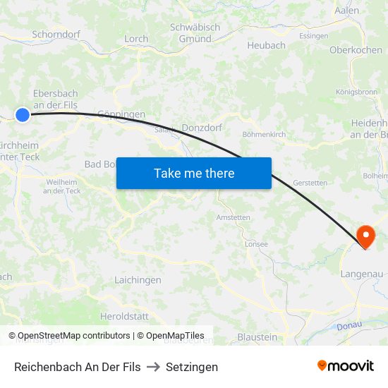 Reichenbach An Der Fils to Setzingen map