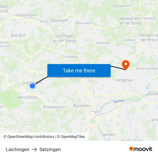 Laichingen to Setzingen map