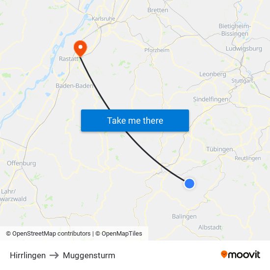 Hirrlingen to Muggensturm map