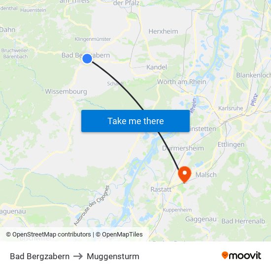 Bad Bergzabern to Muggensturm map