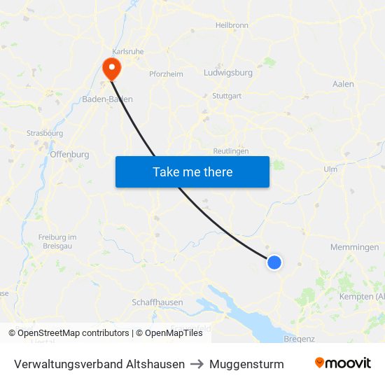 Verwaltungsverband Altshausen to Muggensturm map