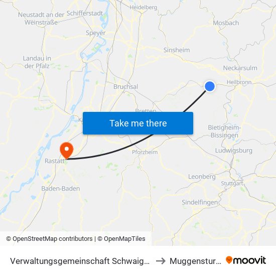Verwaltungsgemeinschaft Schwaigern to Muggensturm map