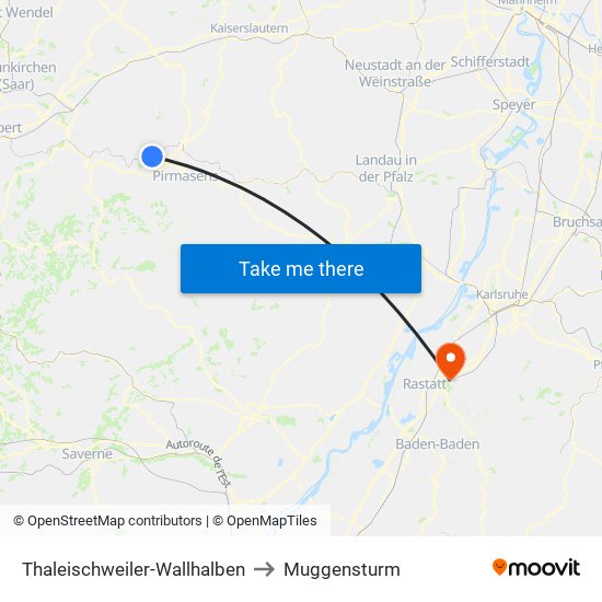 Thaleischweiler-Wallhalben to Muggensturm map