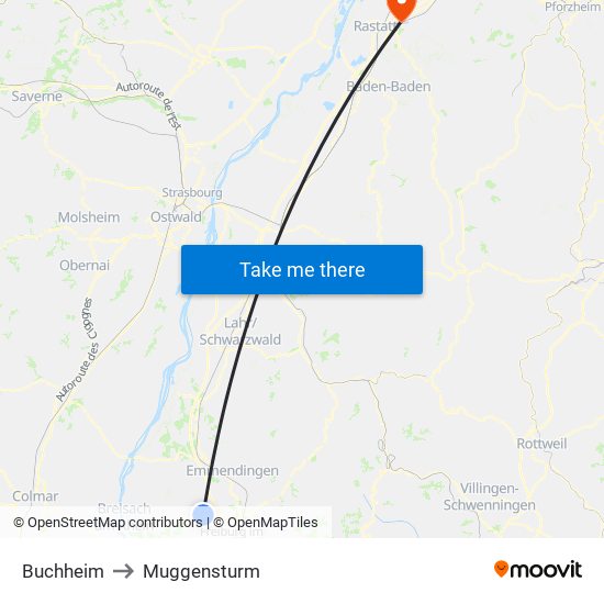 Buchheim to Muggensturm map