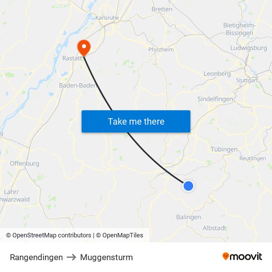 Rangendingen to Muggensturm map