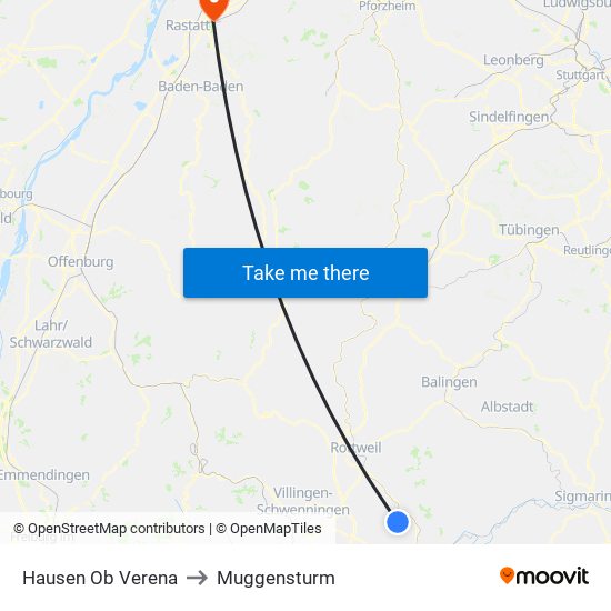 Hausen Ob Verena to Muggensturm map