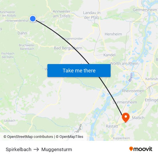 Spirkelbach to Muggensturm map