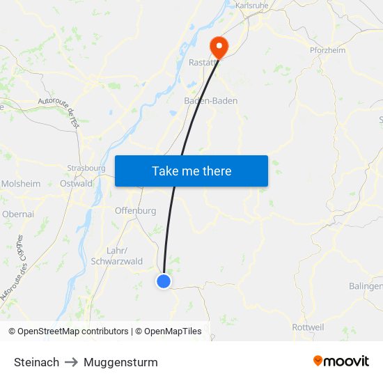 Steinach to Muggensturm map