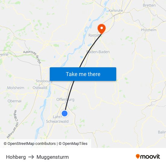 Hohberg to Muggensturm map