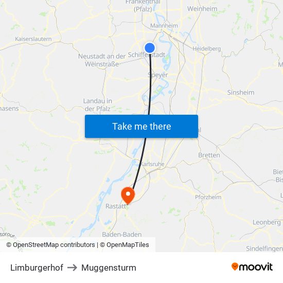 Limburgerhof to Muggensturm map