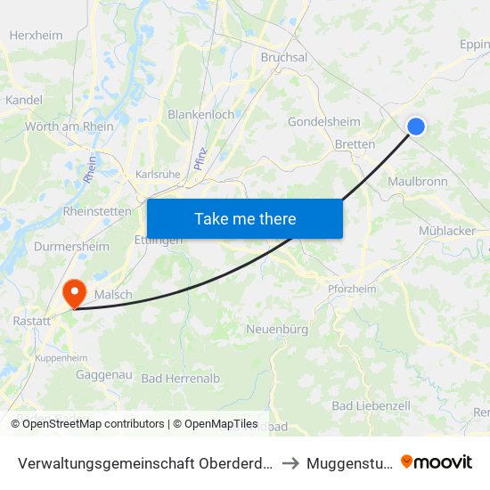 Verwaltungsgemeinschaft Oberderdingen to Muggensturm map