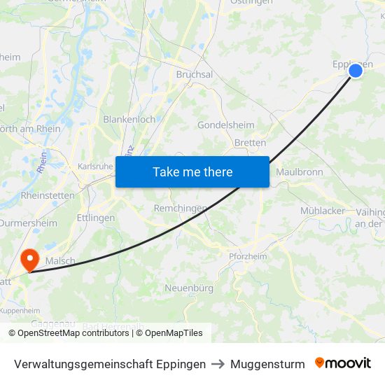 Verwaltungsgemeinschaft Eppingen to Muggensturm map