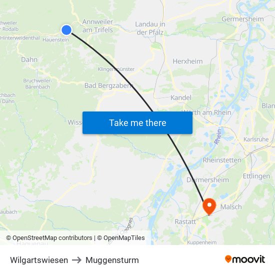 Wilgartswiesen to Muggensturm map