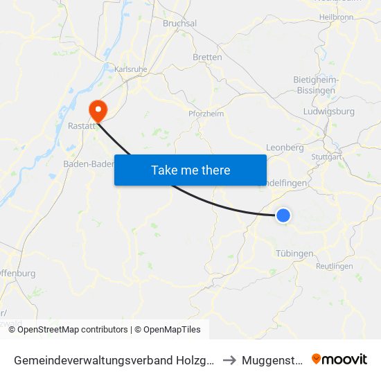 Gemeindeverwaltungsverband Holzgerlingen to Muggensturm map