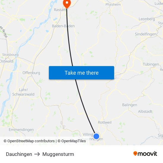 Dauchingen to Muggensturm map