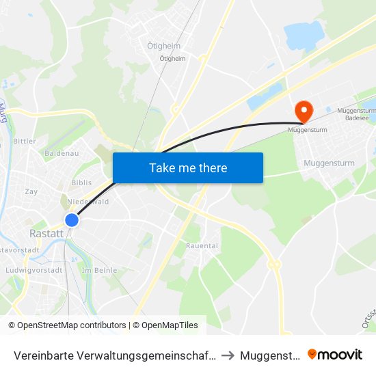 Vereinbarte Verwaltungsgemeinschaft Rastatt to Muggensturm map