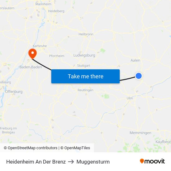 Heidenheim An Der Brenz to Muggensturm map