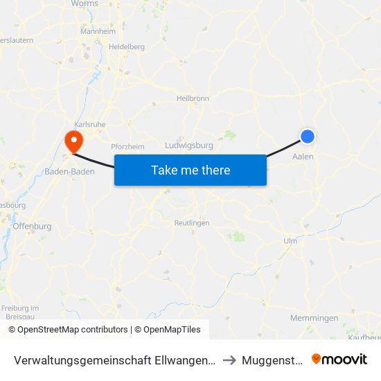 Verwaltungsgemeinschaft Ellwangen (Jagst) to Muggensturm map