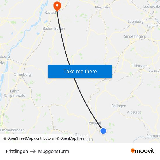 Frittlingen to Muggensturm map