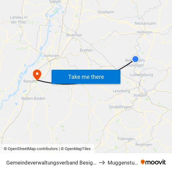 Gemeindeverwaltungsverband Besigheim to Muggensturm map