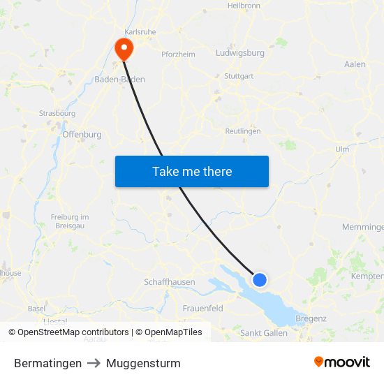 Bermatingen to Muggensturm map