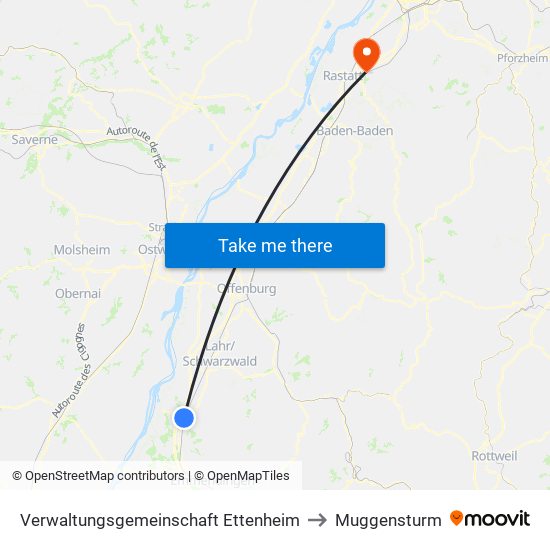 Verwaltungsgemeinschaft Ettenheim to Muggensturm map