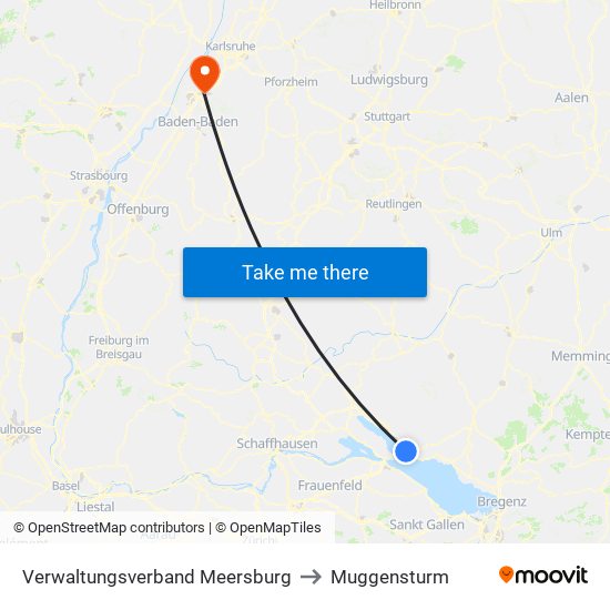 Verwaltungsverband Meersburg to Muggensturm map