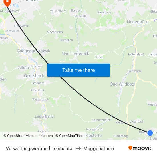Verwaltungsverband Teinachtal to Muggensturm map