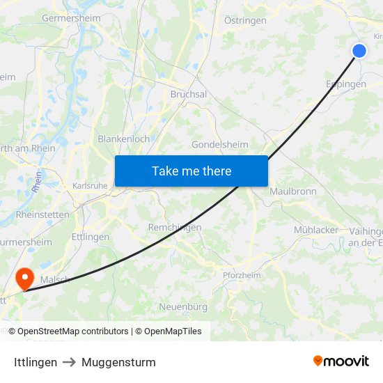 Ittlingen to Muggensturm map