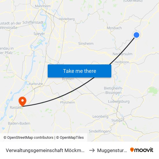 Verwaltungsgemeinschaft Möckmühl to Muggensturm map