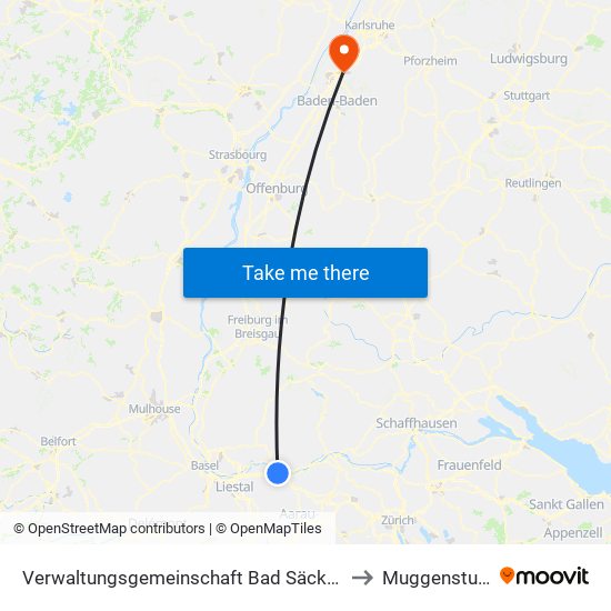 Verwaltungsgemeinschaft Bad Säckingen to Muggensturm map