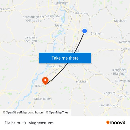 Dielheim to Muggensturm map