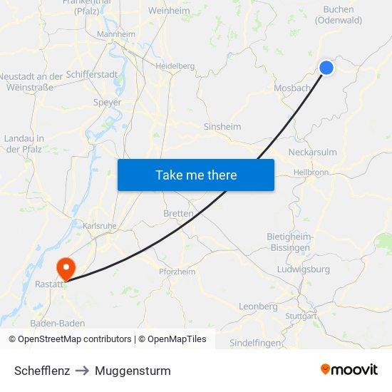 Schefflenz to Muggensturm map
