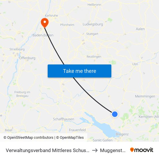 Verwaltungsverband Mittleres Schussental to Muggensturm map