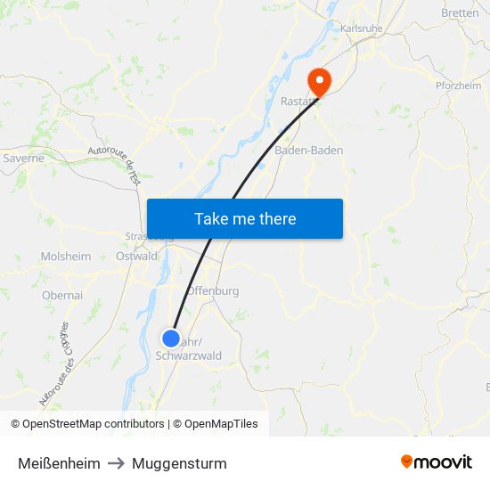 Meißenheim to Muggensturm map
