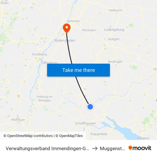 Verwaltungsverband Immendingen-Geisingen to Muggensturm map