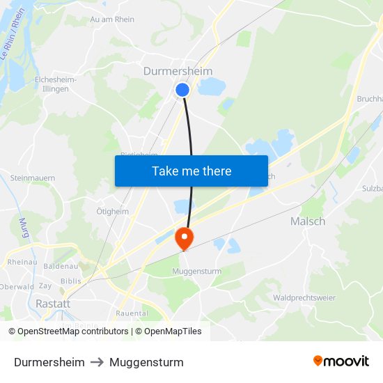 Durmersheim to Muggensturm map