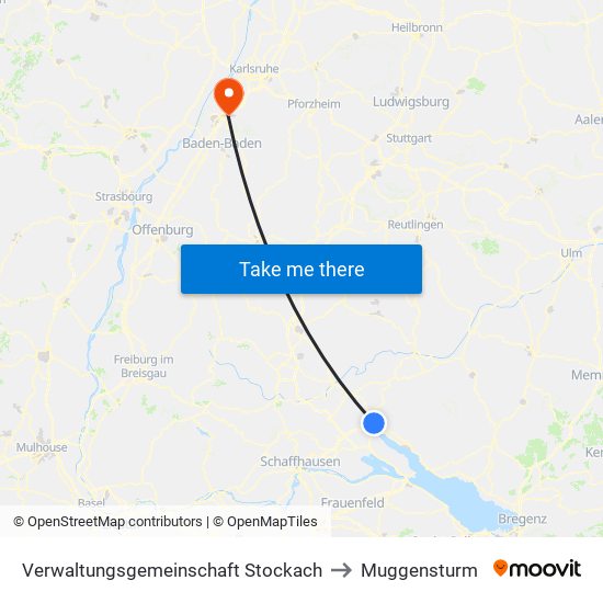 Verwaltungsgemeinschaft Stockach to Muggensturm map