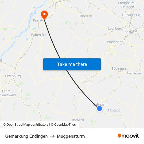 Gemarkung Endingen to Muggensturm map
