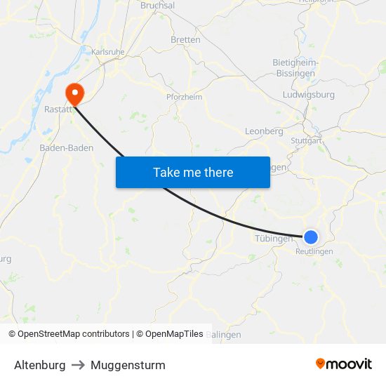 Altenburg to Muggensturm map