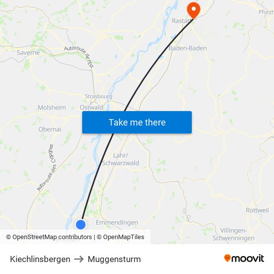 Kiechlinsbergen to Muggensturm map