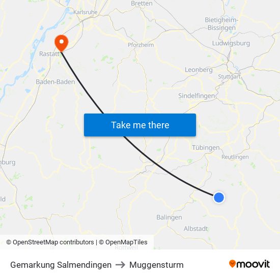 Gemarkung Salmendingen to Muggensturm map