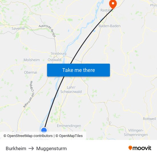 Burkheim to Muggensturm map