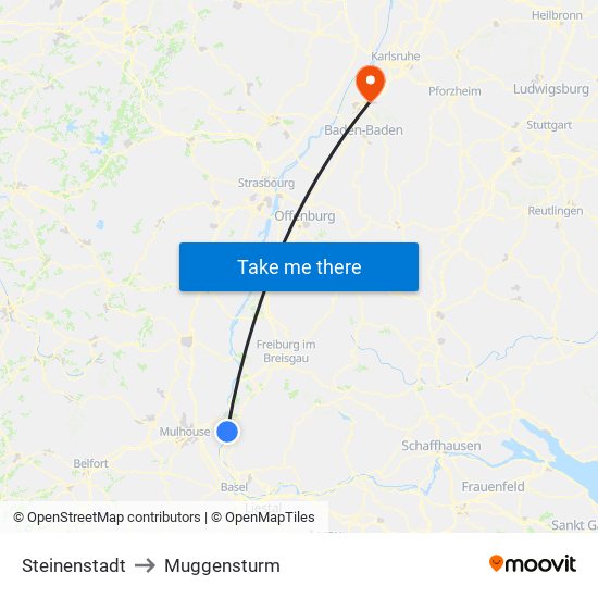 Steinenstadt to Muggensturm map