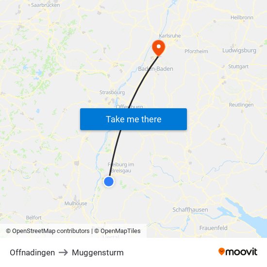 Offnadingen to Muggensturm map