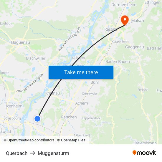 Querbach to Muggensturm map