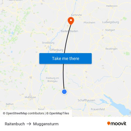 Raitenbuch to Muggensturm map