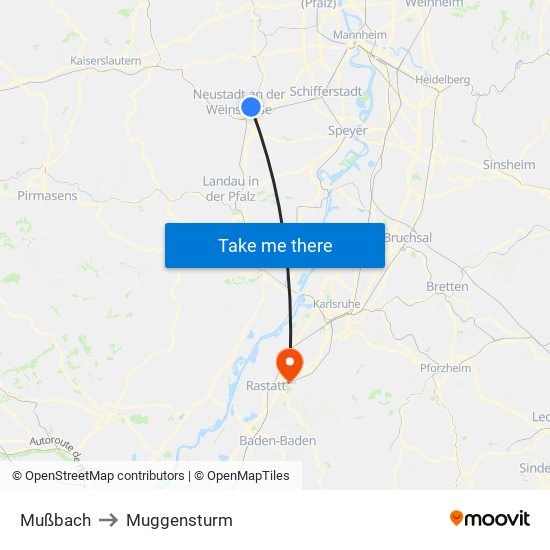 Mußbach to Muggensturm map